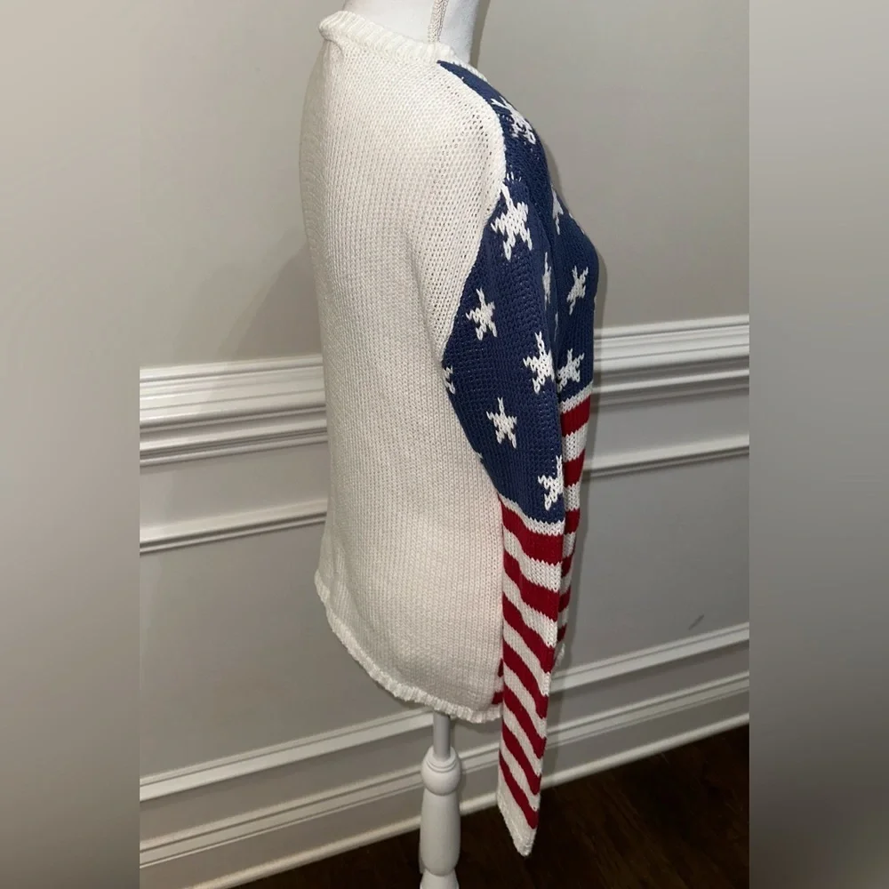 Grayson Threads American Flag 🇺🇸 Americana Knit Cotton Blend Sweater Sz S - Picture 5 of 9